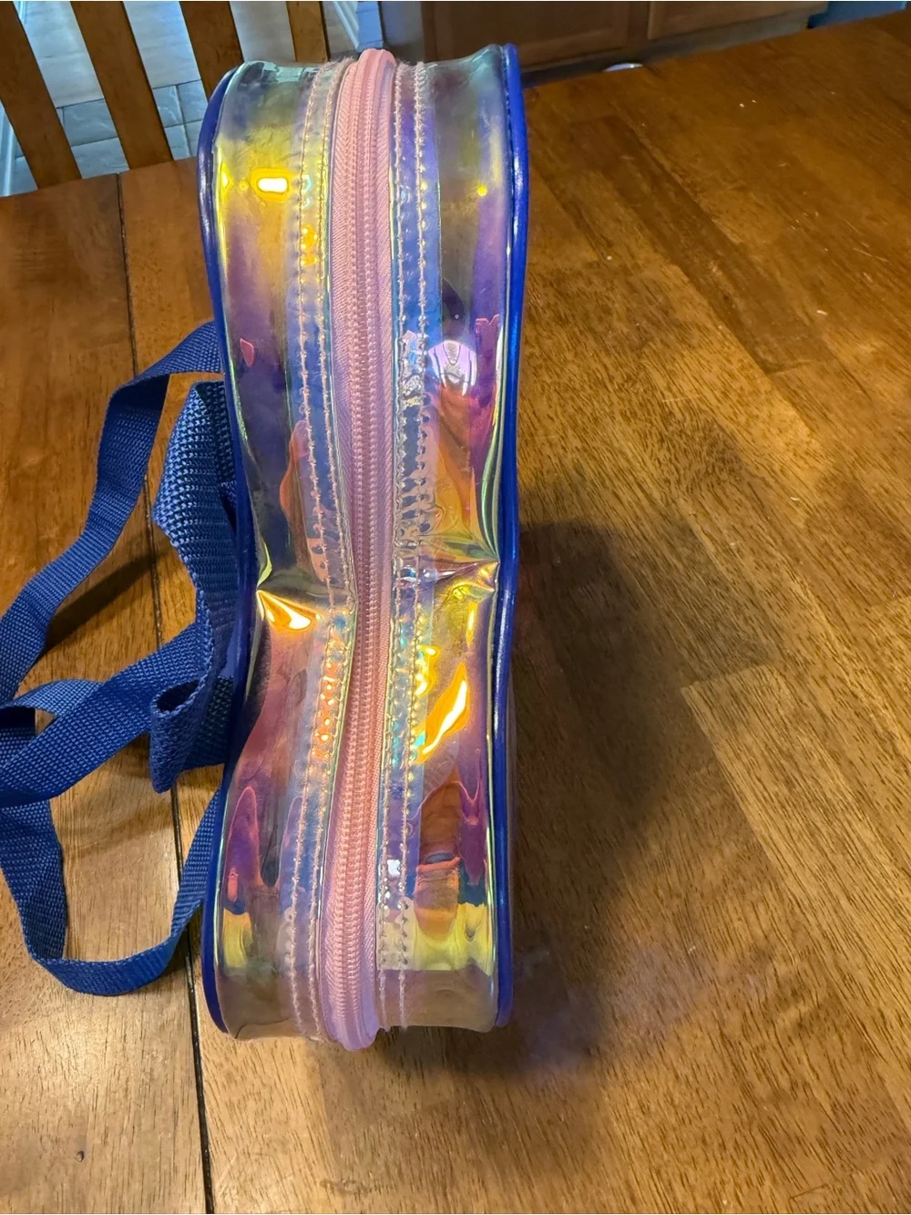 Disney Iridescent Heart Backpack with Blue Trim